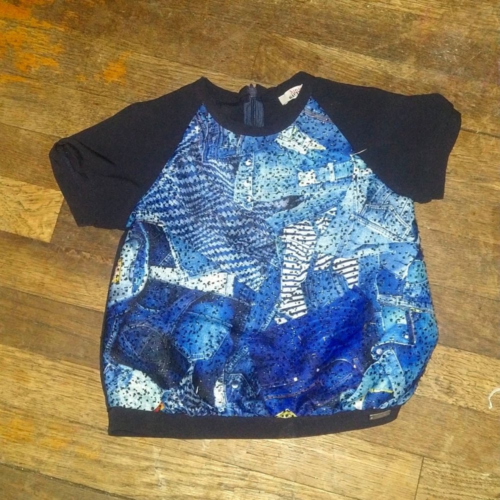 JUNIOR GAULTIER Back Denim Printed Tshirt